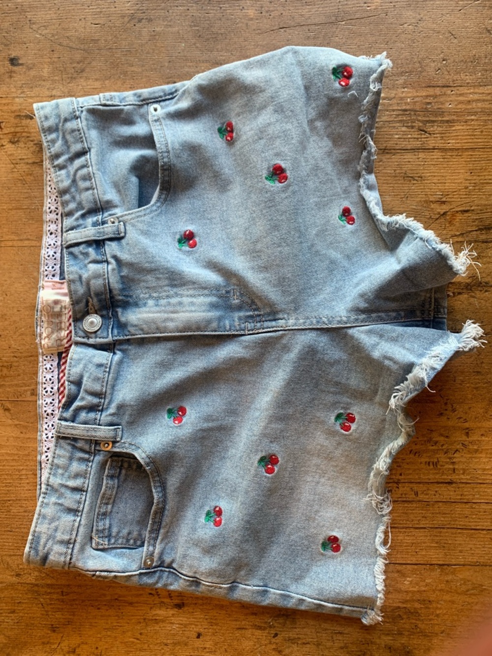 Project Rebel Cherry Embroidered Denim Shorts - Picture 2 of 16